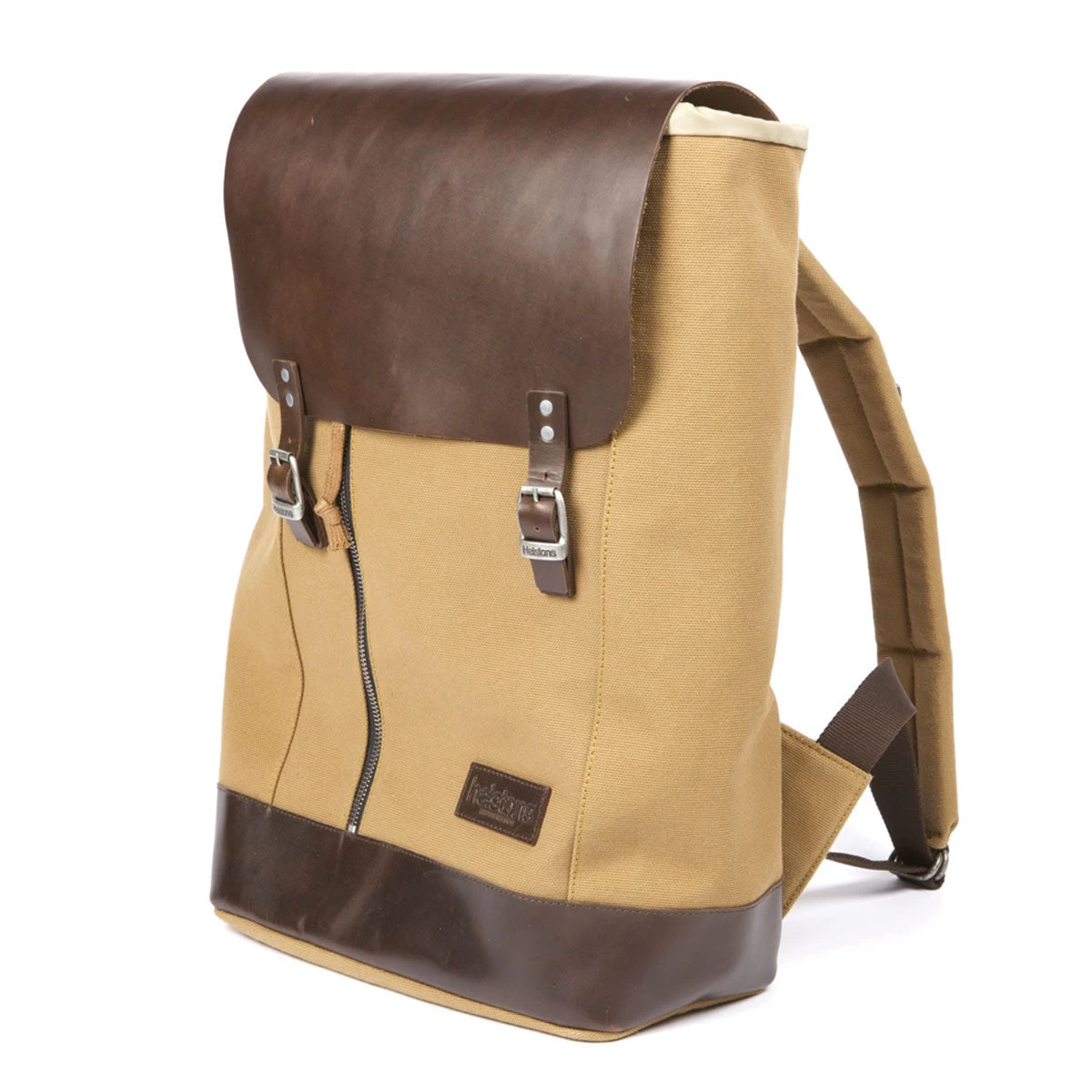 Helstons BackpackCanvas Brown Leather 3 Helstons BackpackCanvas Brown Leather