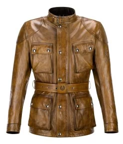 Belstaff Classic Tourist Trophy Men's Leather Jacket -Moto Style Shop 41050002L81N0337ClassicTouristTrophyHandWaxedLeatherBurntCuero60050 1
