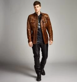 Belstaff Classic Tourist Trophy Men's Leather Jacket -Moto Style Shop 41050002L81N0337ClassicTouristTrophyHandWaxedLeatherBurntCuero60050 7