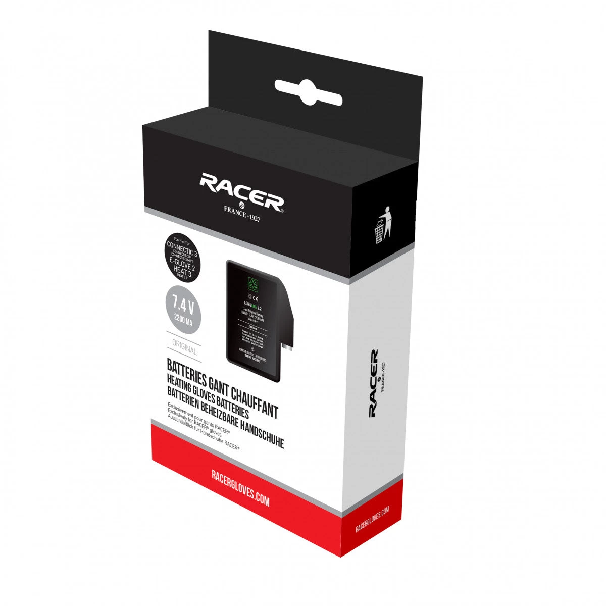 Racer Pair Of LongLife Batteries For Heated Gloves 7.4v 2200mAH 3 Racer Pair Of LongLife Batteries For Heated Gloves 7.4v 2200mAH