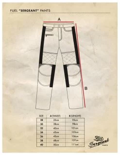 Fuel 'Sergeant' Sahara Pants - Fuel Motorcycles -Moto Style Shop CHART SIZES SERGEANT2 720x 95f4f1e5 4f00 4784 8607 78e347ca2125