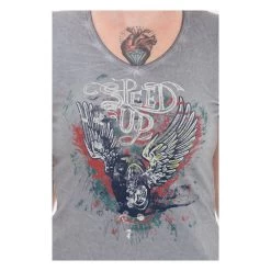 Queen Kerosin - Speed Up - T-shirt - Grey -Moto Style Shop Queen Kerosine Speed Up grey c