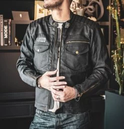 Age Of Glory - Worker Waxed Cotton Jacket - Black