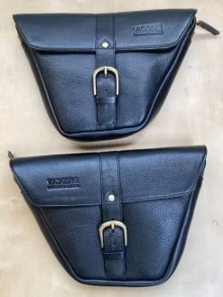 Royal Enfield Interceptor Or Continental 650 - Black Leather Side Panel Bags - Pair