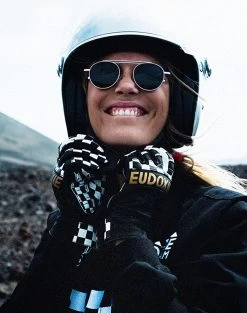 Eudoxie Gloves - Gold -Moto Style Shop eudoxie gant gold damier moto femme dragonne or niveau 1 rose ce homologue motarde