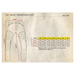 Fuel Greasy Motorcycle Selvedge Jeans 21 Fuel Greasy Motorcycle Selvedge Jeans -Moto Style Shop fuel greasy selvedge jeans size chart 1 1200x1200 1200x1200 1