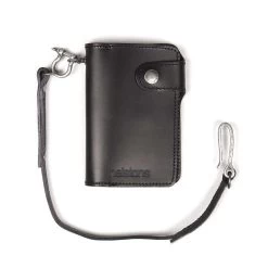 Helstons MOON Leather Wallet With Lanyard - Black