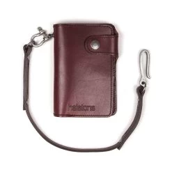 Helstons MOON Leather Wallet With Lanyard - Bordeaux