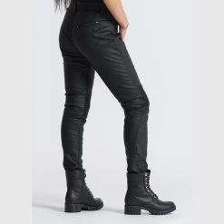Pando Moto - Kusari Black – Skinny-Fit, Waxed Motorcycle Jeans For Ladies